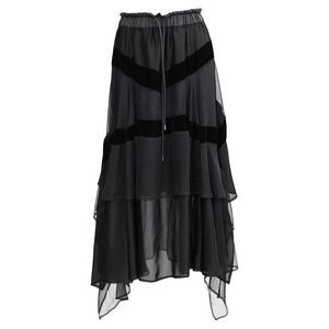 Sacai Drawstring Ruffled Midi Skirt in Black Polyester